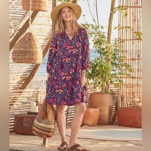 Sundance eternal flower dress pockets tassel tie cotton EUC